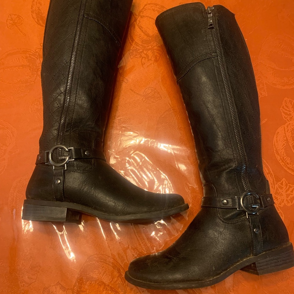 G by Guess Black Over the Knee Boots with Buckle